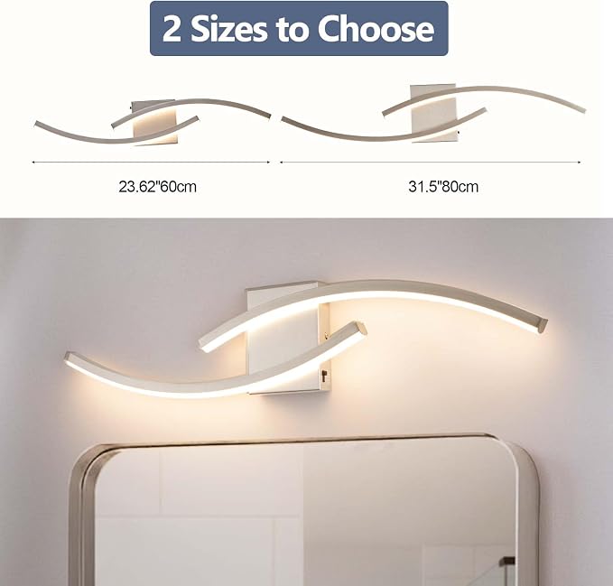 31.5 inch Modern Bathroom Vanity Light Brushed Nickel Lights Fixtures Dimmable 5CCT Led Bathroom Light Fixture Over Mirror Modern Wall lamp for Cabinet Hallway