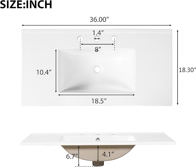 36 Inch Luxury Striped Dark Brown Vanity with Premium Ceramic Sink, Modern Bathroom Storage Cabinet with Soft-Close Dual-Door Storage, Freestanding Sink Vanity for Space Saving (Dark Brown, 36")