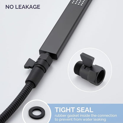 Angle Simple Shower Valve, Water Flow Control Shut Off Valve, Matte Black | Robust Brass Water Restrictor G 1/2, Pressure Reducer for Handheld Shower Head or Bidet Sprayer