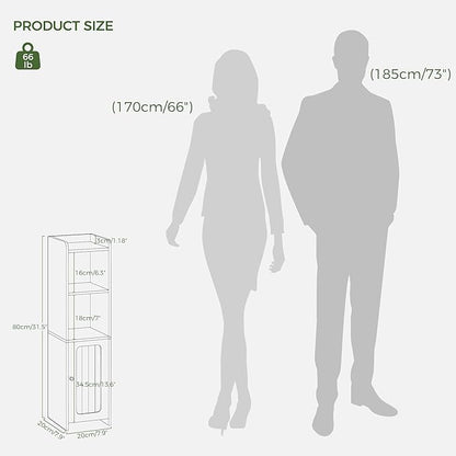 BEWISHOME Small Bathroom Cabinet, Narrow Storage Cabinet with Anti-Tip & Adjustable Shelves, Bathroom Organizers and Storage Cabinets for Small Spaces, 7.9" D x 7.9" W x 31.5" H, White YYG06W