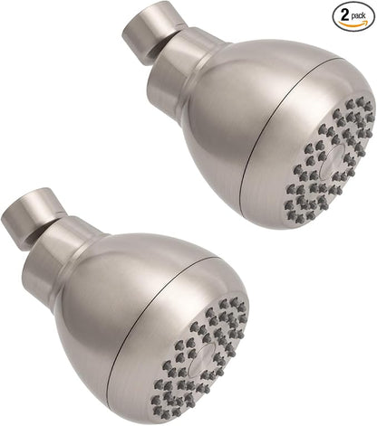 AISOSO Shower Head 2PCS,High-Pressure Fixed Showerhead 3",Brushed Nickel | 360 Rotatable Design, Self-Cleaning Silicone Nozzles, Strong Spray Bathroom Accessory For Relaxing Indoor & Outdoor Shower