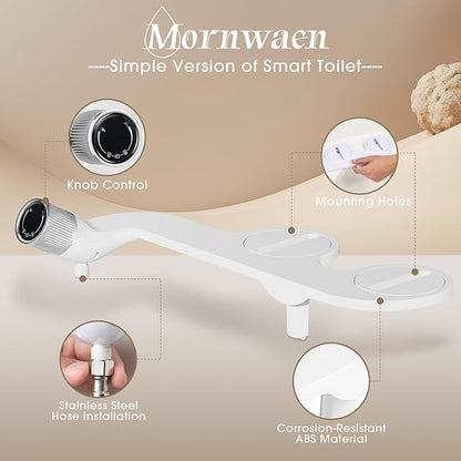 Bidet Attachment for Toilet Seat,Non-Electric Self-Cleaning Dual Retractable Nozzles,Easy to Install,Adjustable Water Pressure for Rear and Feminine Wash