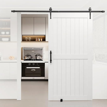 VEVOR Sliding Barn Door, 42 x 84 inch, High-Strength MDF Panel, Barn Door with Hardware Kit, Water-Proof PVC Surface, Easy to Install, H-Frame, Smoothly and Quietly Sliding for Living Room, Bathroom