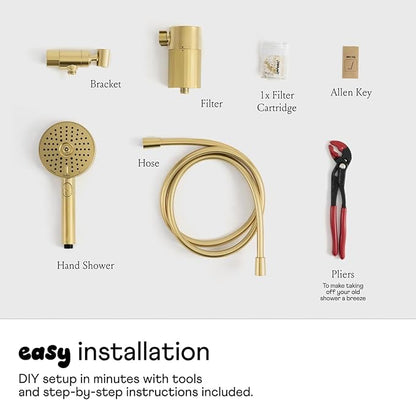 sproos! - Handheld Showerhead, High Performance Filtration, Golden Hour | Healthier Hair and Skin - DIY Installation - Renter Friendly - 3 Spray Functions - 70 Inch Hose - High Pressure Performance