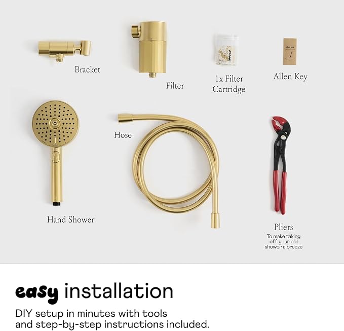 sproos! - Handheld Showerhead, High Performance Filtration, Moonlight | Healthier Hair and Skin - DIY Installation - Renter Friendly - 3 Spray Functions - 70 Inch Hose - High Pressure Performance