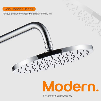 Waterfall Showerhead 10-Inch Large Bathroom Overhead Rainfall Shower Head with Adjustable Angle High Pressure 2.5 GPM, Chrome SH001CH-D10