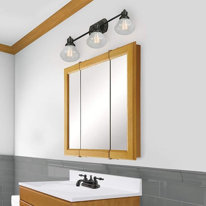 Design House 24 Inch Bathroom Medicine Cabinet, Wall Mount, Mirrored, Honey Oak, 545277-HOK