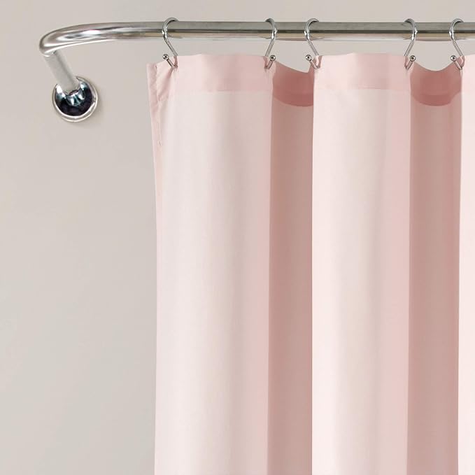 Lush Decor Tulle Skirt Colorblock Shower Curtain Single 72" W x 72" L Blush & White - Fabric Shower Curtains for Bathroom - Cute Bathroom Curtain