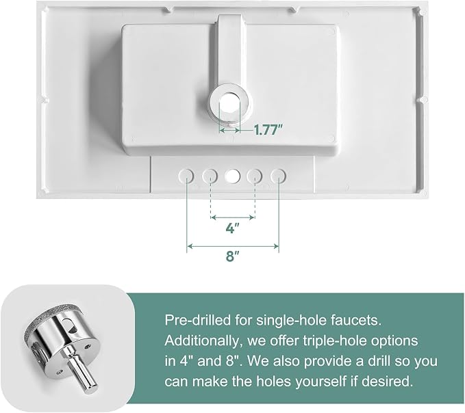 36 Inch Bathroom Vanity with Sink, White | Farmhouse Storage Cabinet with SMC Integrated Sink, Drawers & Open Storage Shelf, Easy Assembly, Adjustable Feet