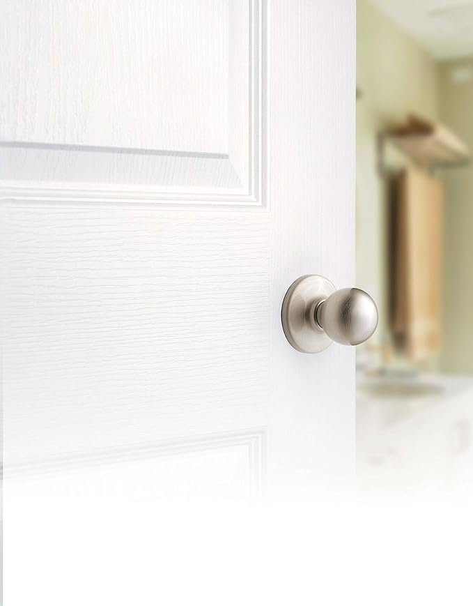 Kwikset Polo Interior Passage Door Knob, Handle For Closet and Hallway Doors, Non-Locking Doorknob in Satin Nickel, with Microban Protection