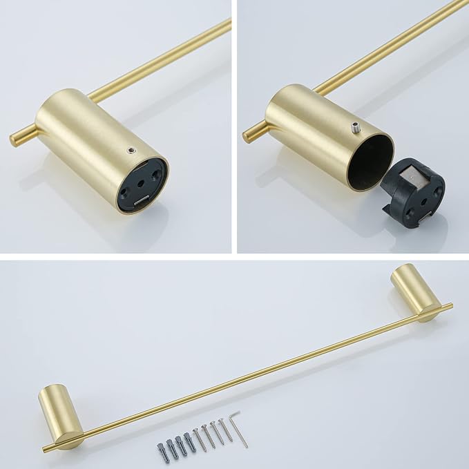 RANDOM Brushed Gold Towel Bar Rack Holder 24 inch Hand Towel Holder for Bathroom Kitchen Hardware Accessories Wall Mount 96068-2-24BG