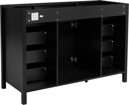 47" Bathroom Vanity Base Only, Cabinet with Soft-Closing Drawers and Doors, Simple & Modern Style, Solid Wood Frame, Black