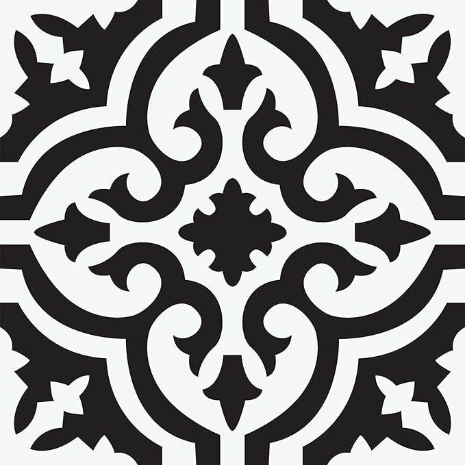 FloorPops Black Parma Peel & Stick Floor Tiles, FP3828
