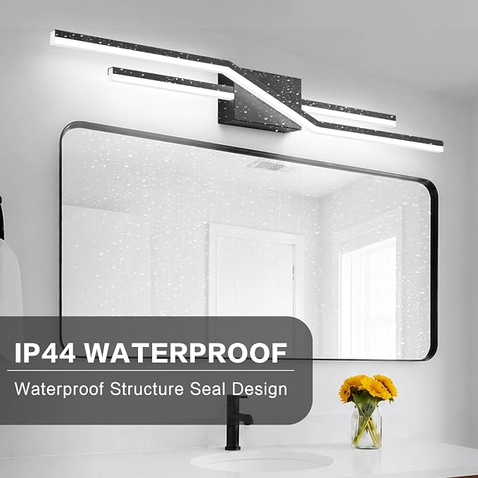 SOLFART Bathroom Lighting Fixtures Over Mirror 40 Inch Dimmable Matte Black Vanity Lights Modern Bathroom Light