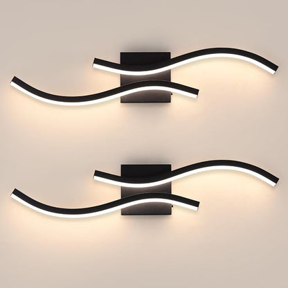 2 Packs Bathroom Vanity Light Fixture, 24in 5CCT Dimmable Modern Led Bathroom Light Fixtures Over Mirror, 26W Black LED Vanity Lighting Bar for Bathroom (Black,2 Packs, 24inch)