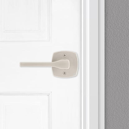 Kwikset Tripoli Lever Dummy Door Handle, Single Sided for Closets, French Double Doors, and Pantry, Satin Nickel Non-Turning Reversible Interior Push/Pull, with Microban Protection (Pack of 2)