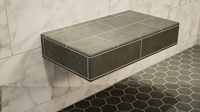 60in. × 12in. × 4in. The Original Floating Shower Bench Kit with Wedi Boards – Original Shower Bench Bracket