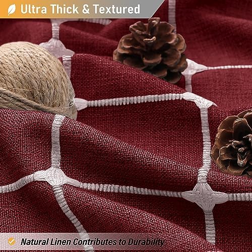 BTTN Burgundy Boho Farmhouse Linen Heavy Duty Shower Curtain Set, 72x72