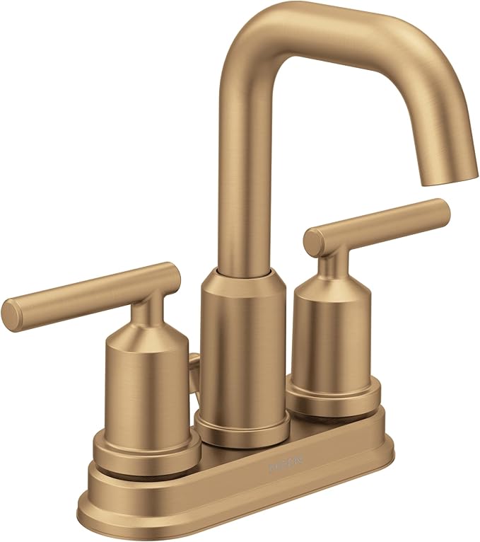 Moen Gibson Bronzed Gold Two-Handle Centerset High Arc Modern Bathroom Faucet with Drain Assembly, 6150BZG