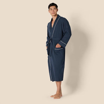 Amazon Essentials Men's Lightweight Cotton Waffle Bath Robe, Mid-Length Loungewear (Available in Big & Tall)