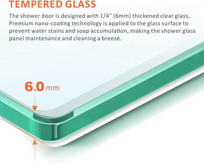 Bathtub Glass Shower Door,56-60 inch W x 57 inch Matte Black Shower Doors with 1/4 inch Clear Tempered Glass,Double Sliding Semi-Frameless Bypass Tub Doors with Stainless Steel Handles