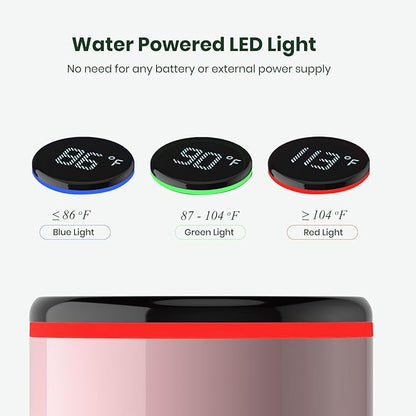 Bathroom Sink Faucet, Cactus-Shaped, Single Hole with Water-Powered 3Colors LED Temperature Display and Adjustable Outlet, 2 Water Flow Modes with Supply Hoses, No Battery, Pink