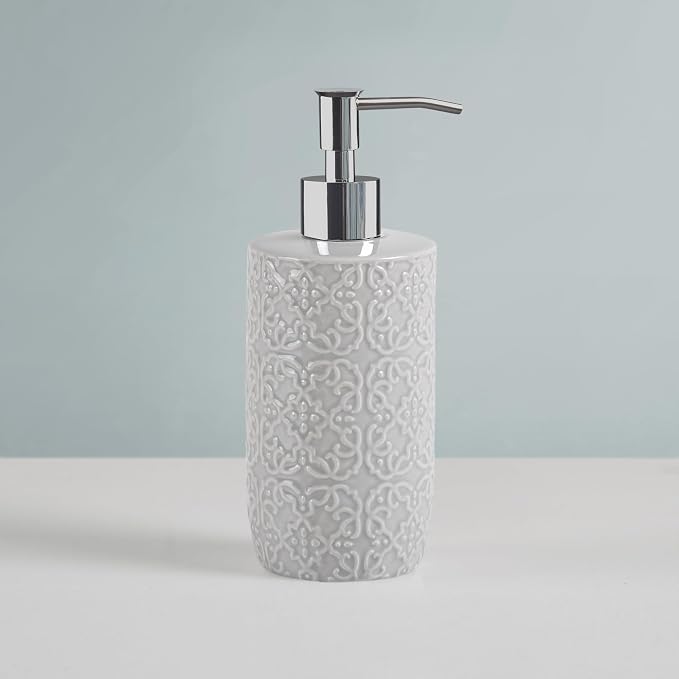 Martha Stewart Tara Bath Accessory Set Medallion, Grey | Coordinated Look for Bathroom, OEKO-TEX Certified
