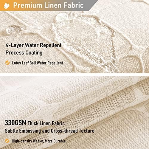 BTTN 72x78 Boho Farmhouse Linen Heavy Duty Shower Curtain Set, Cream/Beige