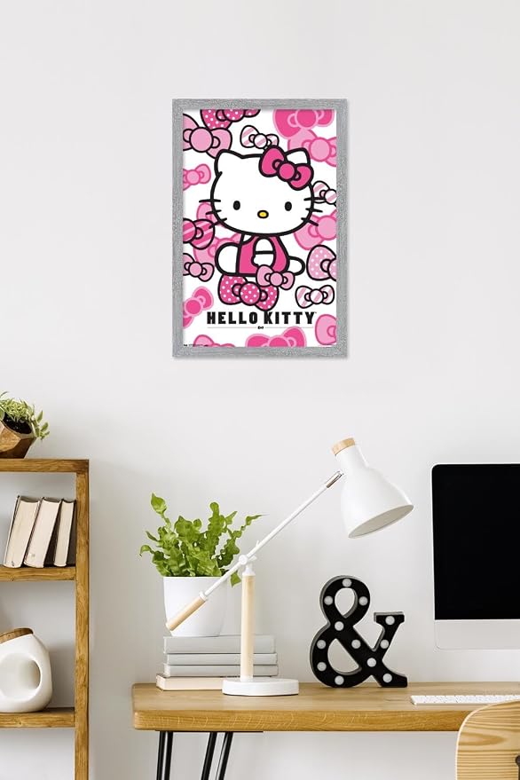 Trends International Hello Kitty: 16 Core - Bows Wall Poster, 22.4L x 14.7W, Gray Framed Version