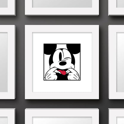 Trends International Gallery Pops Disney Mickey Mouse - Mickey Expressions - Funny Face Wall Art Wall Poster, 12" x 12", White Framed Version