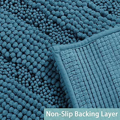 Turquoize Bathroom Rug 24"x36", Absorbent Chenille Bath Rug, Turquoise Blue