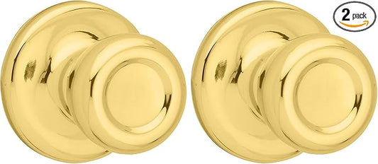 Kwikset 200M 3 CP 7/8RFL RCS 92001-519 Mobile Home Hall and Closet Door Knob in Polished Brass (Pack of 2)