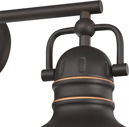 Westinghouse 6116200 Boswell Vintage-Style Three-Light Indoor Vanity Light Fixture, Oil Rubbed Bronze Finish with Highlights, Frosted Prismatic Acrylic Lens