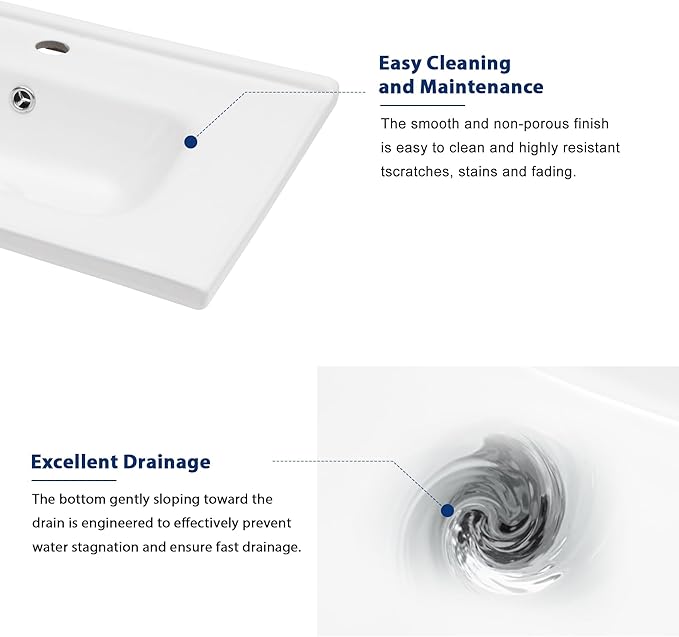 Sarlai Wall Hung Bathroom Vessel Sink with Towel Rack, 24x16 Inch Wall Mounted Rectangle Ceramic Bathroom Sink White Wash Modern Vanity Floating Basin