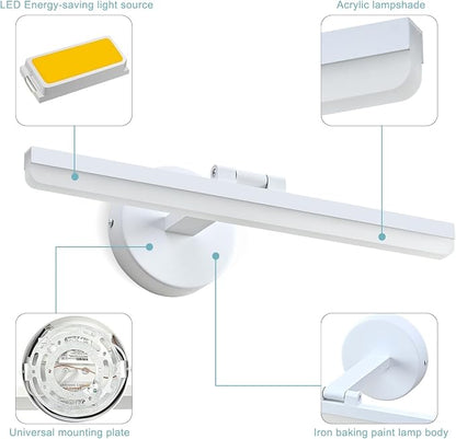 LED Modern White Bathroom Vanity Lighting Fixtures Over Mirror 16inch Rotatable Wall Lights Fixtures for Bathroom(White Light 6000K)