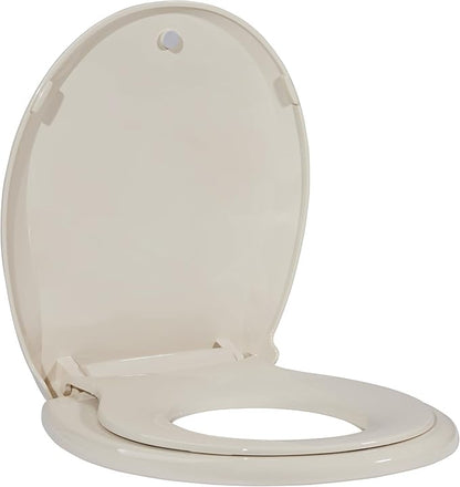 Toilet Seat, Round Toilet Seat with Toddler Seat Built in, Potty Training Toilet Seat Round Fits Both Adult and Child, with Slow Close and Magnets- Round Almond