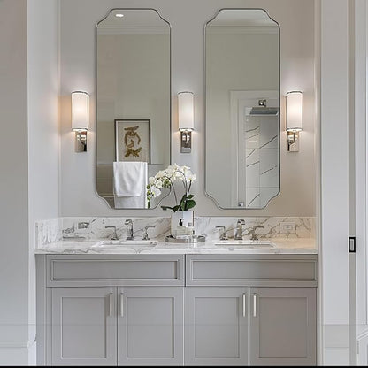 18" x 48" Full Length Wall Mirror, Large Brushed Nickel Bathroom Mirror, Modern Full Body Decorative Mirror with Anti-Rust Stainless Steel Frame, Ideal for Bathroom, Bedroom, Living Room