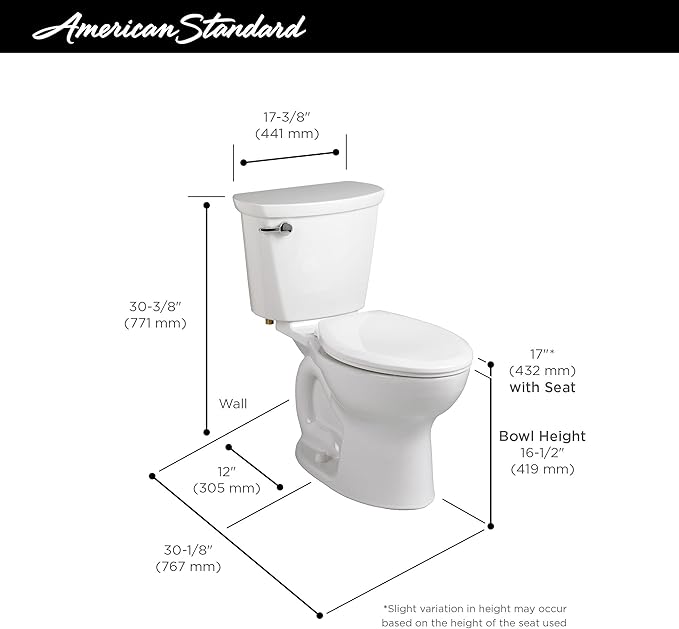 American Standard Cadet PRO Two-Piece 1.6 gpf/6.0 Lpf Chair Height Elongated Toilet Without Seat