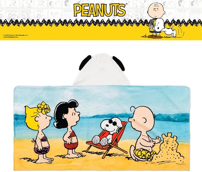 Peanuts Snoopy Kids Super Soft Bath/Pool/Beach Soft Cotton Terry Hooded Towel Wrap, 24 in x 50 in, (Officially Licensed Product) by Franco