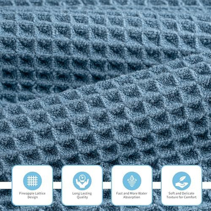 MICROFI Microfiber Waffle Bath Towels, 3 Pieces, Oversized, Soft, Absorbent, Fast Drying, Lint Free, Includes Bath, Face and Hand Towels 430 GSM