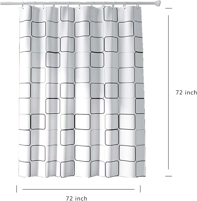 Shower Curtain Liner, Big Square Waterproof PEVA Shower Curtains with 3 Duty Heavy Bottom Magnets and 12 Rust Proof Grommets, 72x72 Weighted Shower Liner for Shower Stall, Bathtubs