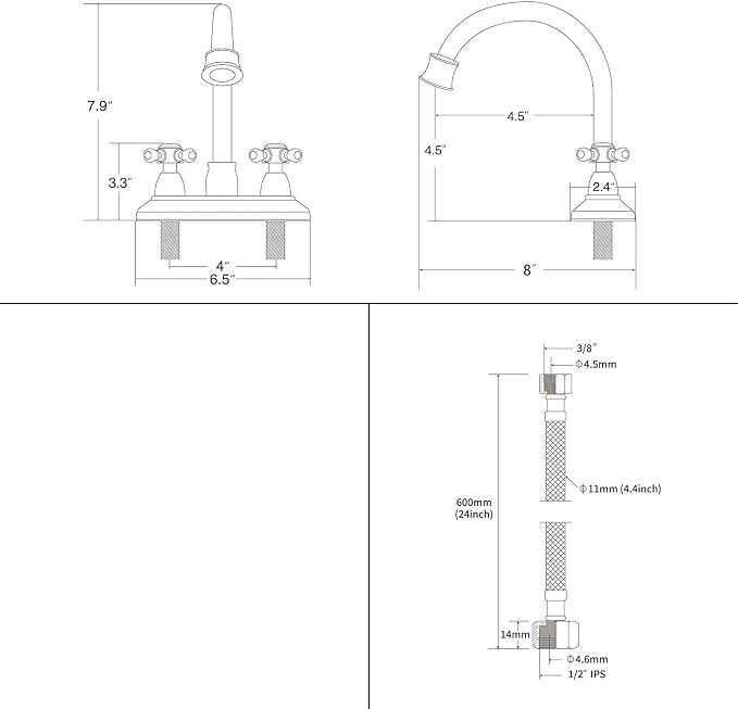 Oil-Rubbed-Bronze Bathroom Sink Faucet, Bronze 4" Centerset Vanity Faucet with Cross Handles