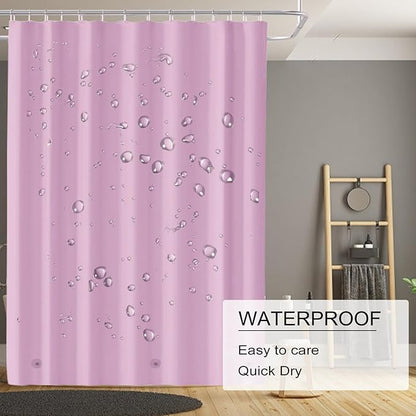Pink Shower Curtain Liner, 4G PEVA Shower Liner, Plastic Peva Waterproof Shower Curtains, 72x72 inch with Grommet Holes 3 Magnetic Weights