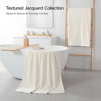 ecolook Microfiber Bath Towels Set of 2, 31 x 63 Inch Extra Large Bath Towel Set, Super Soft & Highly Absorbent, Quick Dry Lightweight Towels for Bathroom, Gym, Spa, Pool & Travel, Beige