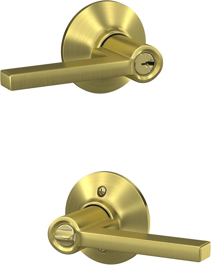 Schlage F51A LAT 716 Latitude Door Lever, Keyed Entry Lock, Aged Bronze