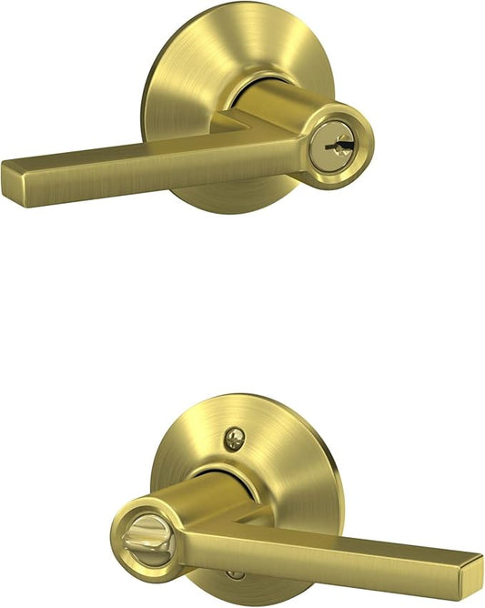 Schlage F51A LAT 716 Latitude Door Lever, Keyed Entry Lock, Aged Bronze