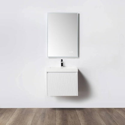 Blossom 24 Inch Modern Bathroom Vanity - All Wood Wall Mount Vanity - Pre-Assembled Floating Cabinet with Acrylic Sink - Soft-Close - Designer Matte White