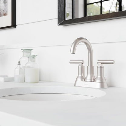 Pfister Capistrano Bathroom Sink Faucet, 4-Inch Centerset, 2-Handle, 3-Hole, NSF Certified, Spot Defense Brushed Nickel Finish, LF048CSOGS | (Pack of 3)