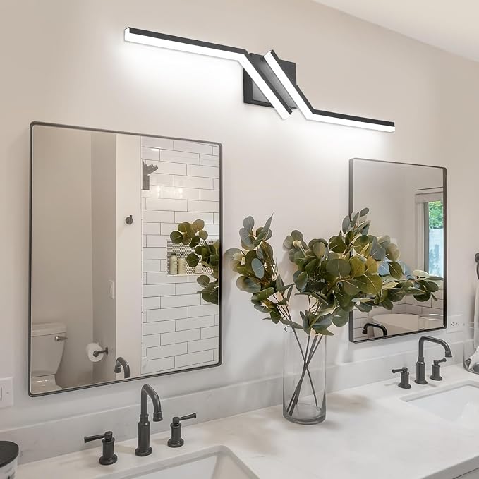 32 inch Black Vanity Light Modern Bathroom Lights Over Mirror Dimmable Bathroom LED Lights 6000K Cool White ETL Driver