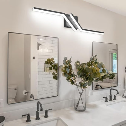 32 inch Black Vanity Light Modern Bathroom Lights Over Mirror Dimmable Bathroom LED Lights 6000K Cool White ETL Driver